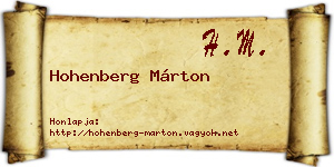 Hohenberg Márton névjegykártya