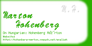 marton hohenberg business card
